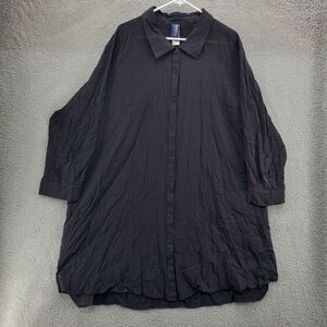 Swimsuits For All Button Front Cover Up Shirt Women's Plus Size 26/28 Black